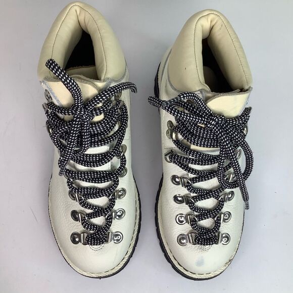 PROENZA SCHOULER White Leather Lug Sole Cord Ankle Combat Hiking Boot 37/US 6.5 - Picture 7 of 15